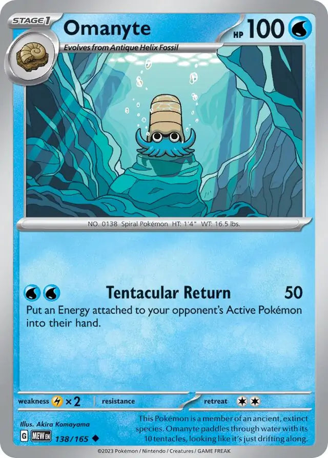 Pokemon Card 151 Omanyte #138