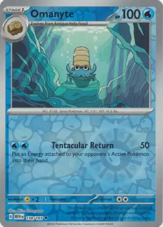 Pokemon Card 151 Omanyte Reverse Holo #138