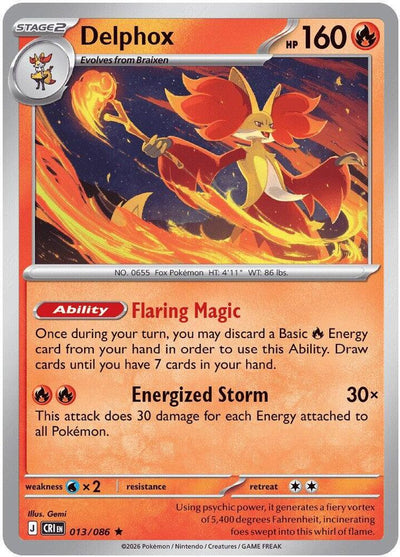 Pokemon Chaos Rising Delphox Reverse Holofoil #13