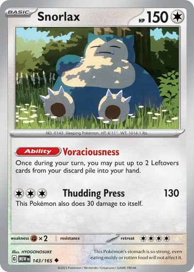Pokemon Card 151 Snorlax #143