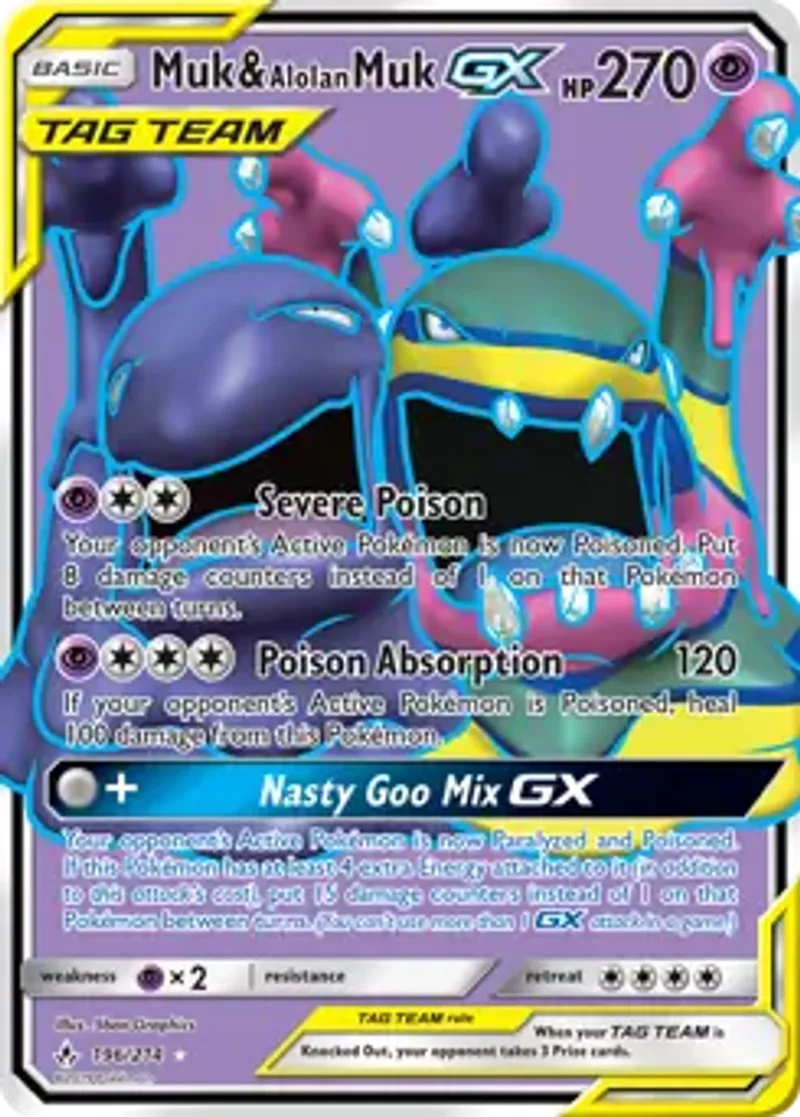 Pokemon Unbroken Bonds Muk & Alolan Muk GX #196