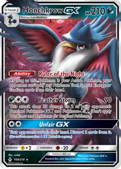 Pokemon Unbroken Bonds Honchkrow GX #109