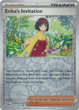 Pokemon Card 151 Erika's Invitation Reverse Holo #160