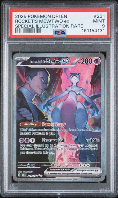 Pokemon Destined Rivals Rocket's Mewtwo ex #231 PSA 9