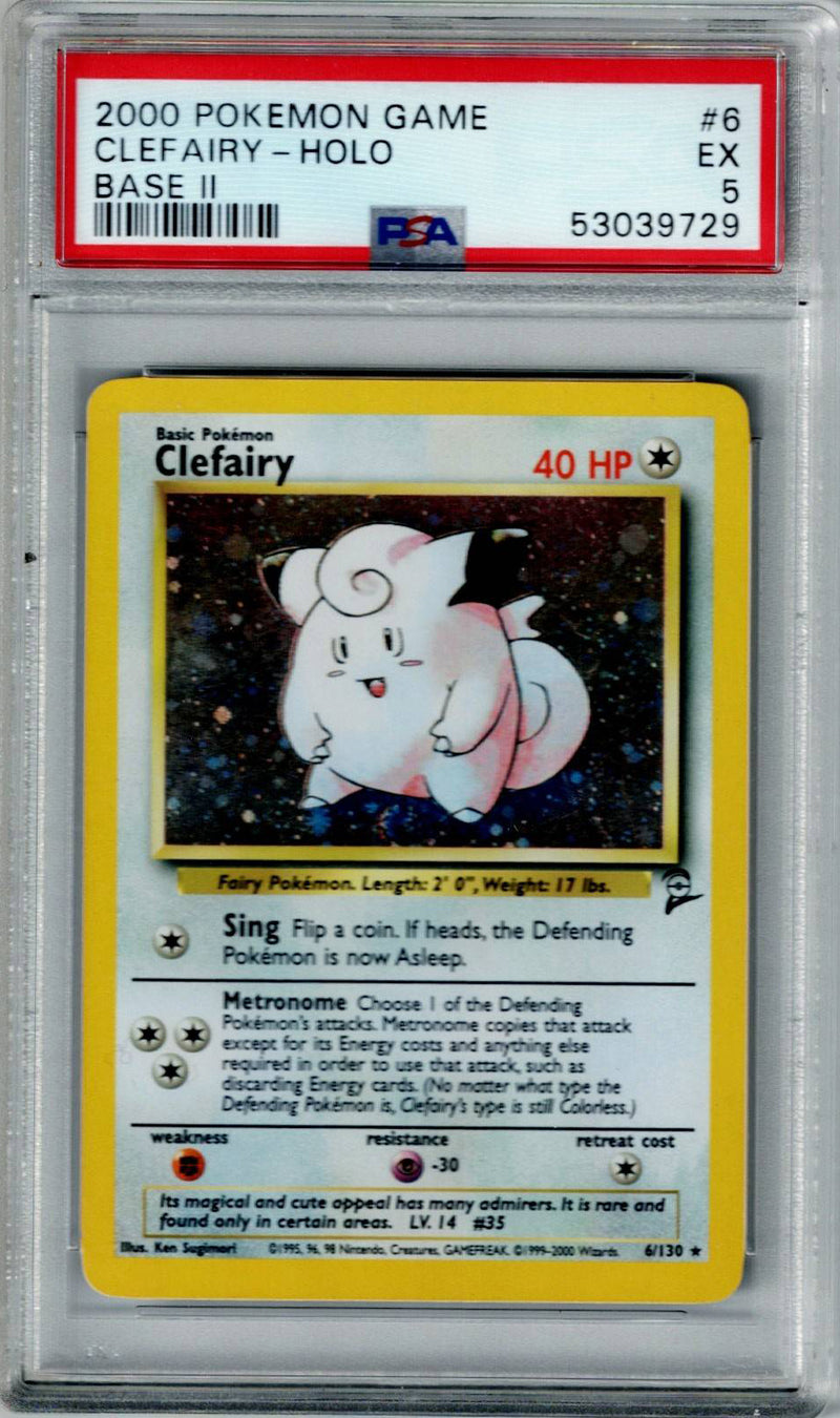 Pokemon Base 2 Clefairy #6 – Holo PSA 5