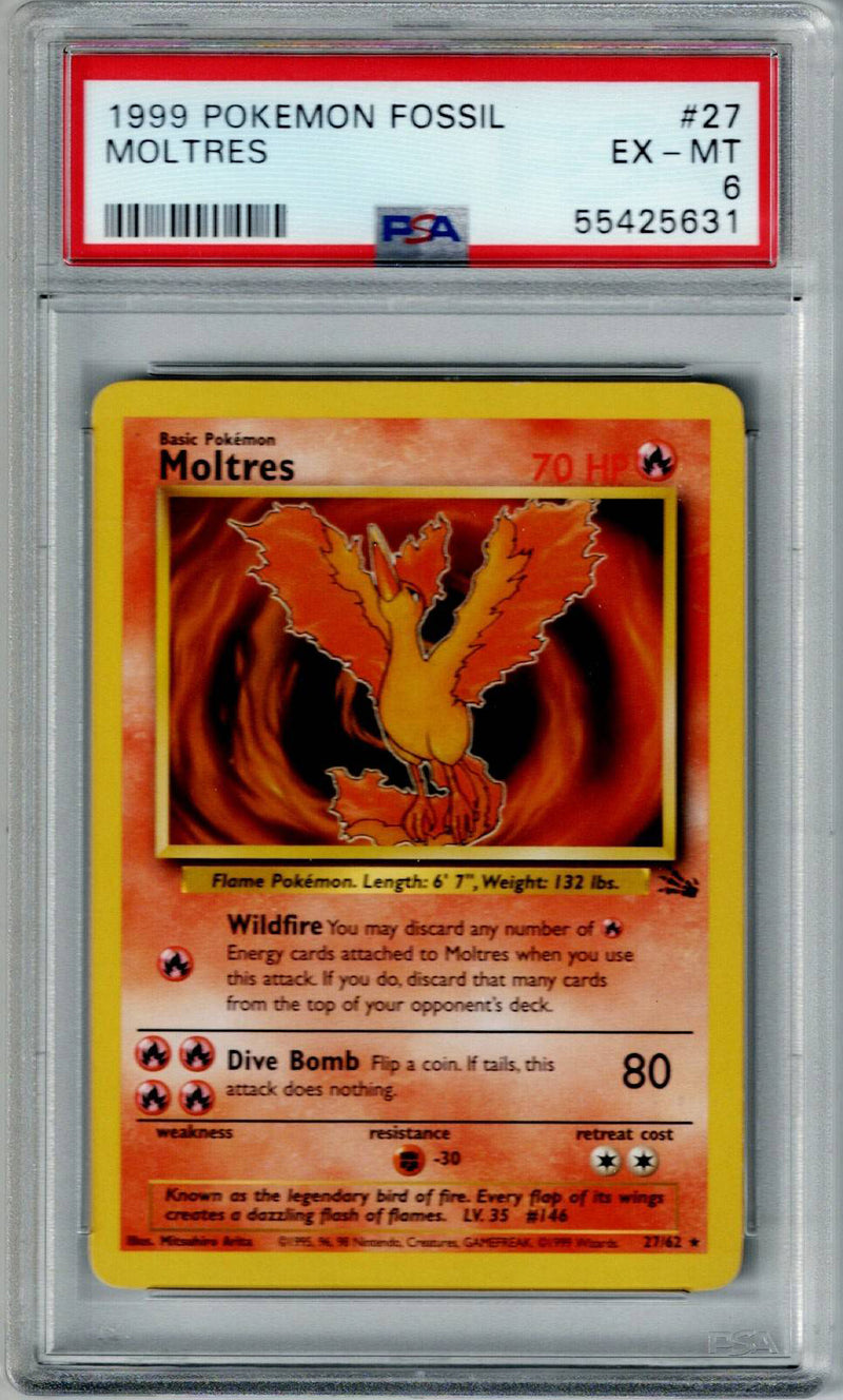 Pokemon Fossil Moltres #27 PSA 6