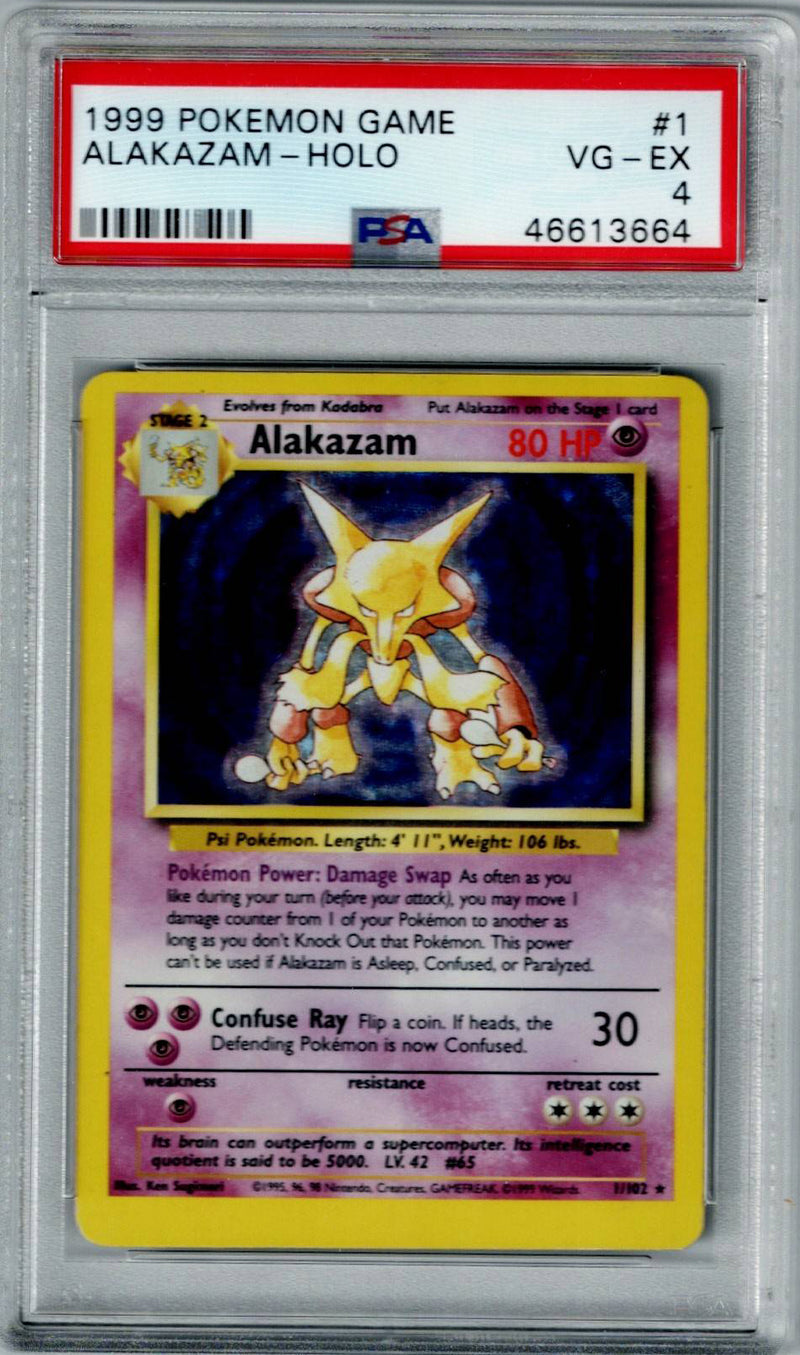 Pokemon Base Set Unlimited Alakazam - Holo PSA 4 #1
