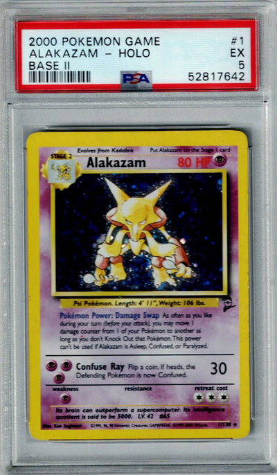 Pokemon Base 2 Alakazam - Holo PSA 5 #1
