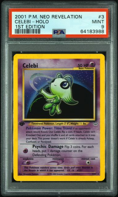 Pokemon Neo Revelation Celebi #3 – 1st Edition Holo PSA 9
