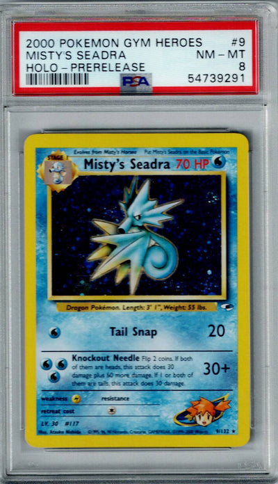 Pokemon Gym Heroes Misty's Seadra #9 – Prerelease PSA 8