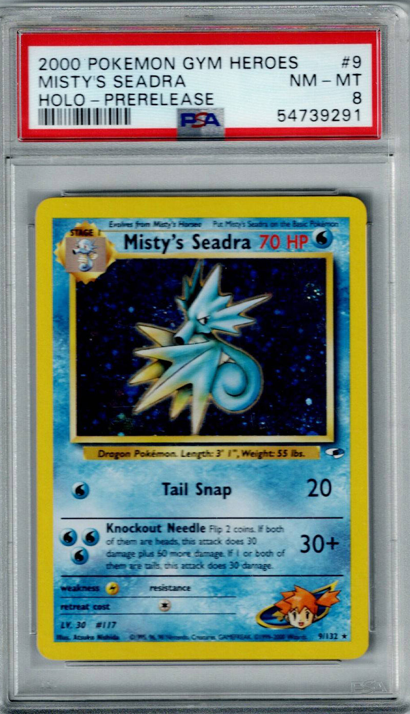 Pokemon Gym Heroes Misty's Seadra #9 – Prerelease PSA 8