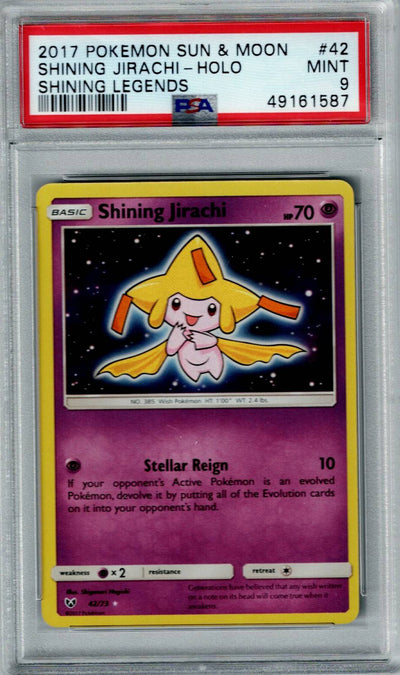 Pokemon Sun & Moon Shining Jirachi #42 – Holo PSA 9