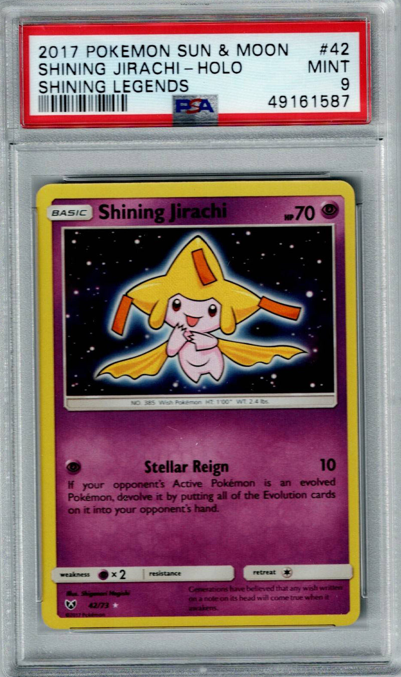 Pokemon Sun & Moon Shining Jirachi #42 – Holo PSA 9