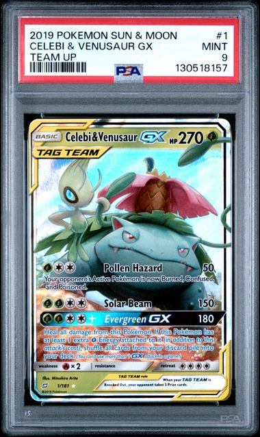 Pokemon Team Up Celebi & Venusaur GX #1 PSA 9