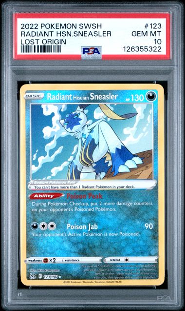 Pokemon Lost Origin Radiant Hisuian Sneasler #123 PSA 10