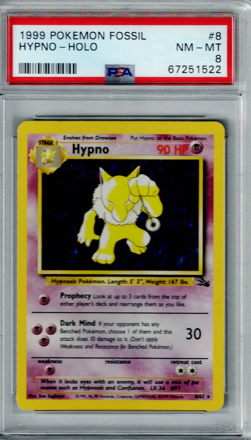 Pokemon Fossil Hypno #8 – Holo PSA 8