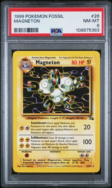 Pokemon Fossil Magneton #26 PSA 8