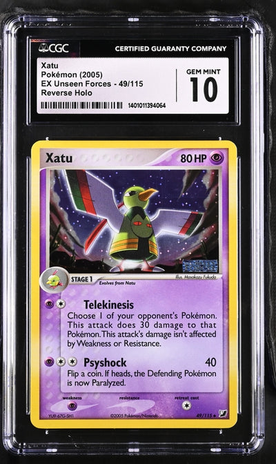 Pokemon EX Unseen Forces Xatu #49 – REV FOIL CGC 10