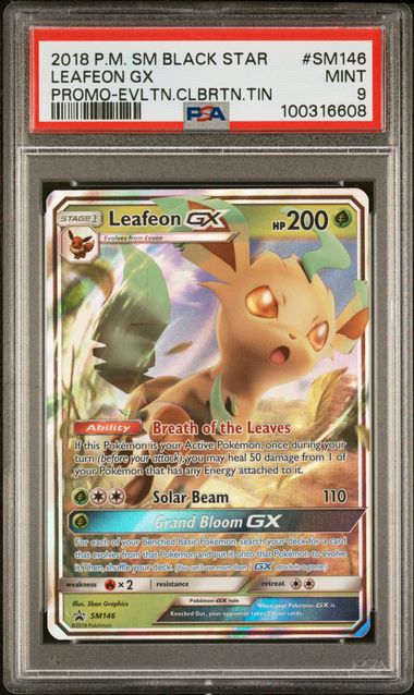 Pokemon S&M Black Star Promo Leafon GX #SM146 PSA 9