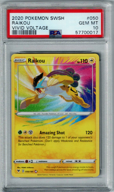 Pokemon Vivid Voltage Raikou #050 PSA 10