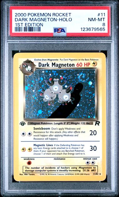 Pokemon Team Rocket Dark Magneton #11 – Holo PSA 8