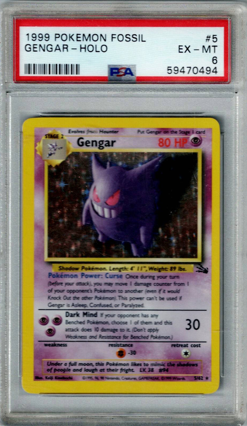 Pokemon Fossil Gengar #5 – Holo PSA 6