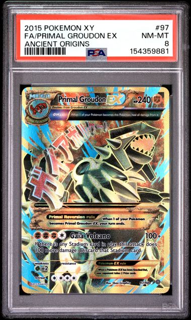 Pokemon XY Ancient Origins Primal Groudon EX #97 PSA 8