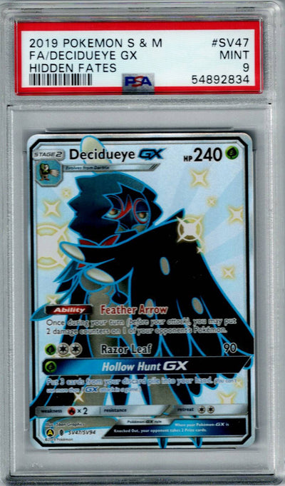 Pokemon Hidden Fates Decidueye GX #SV47 PSA 9