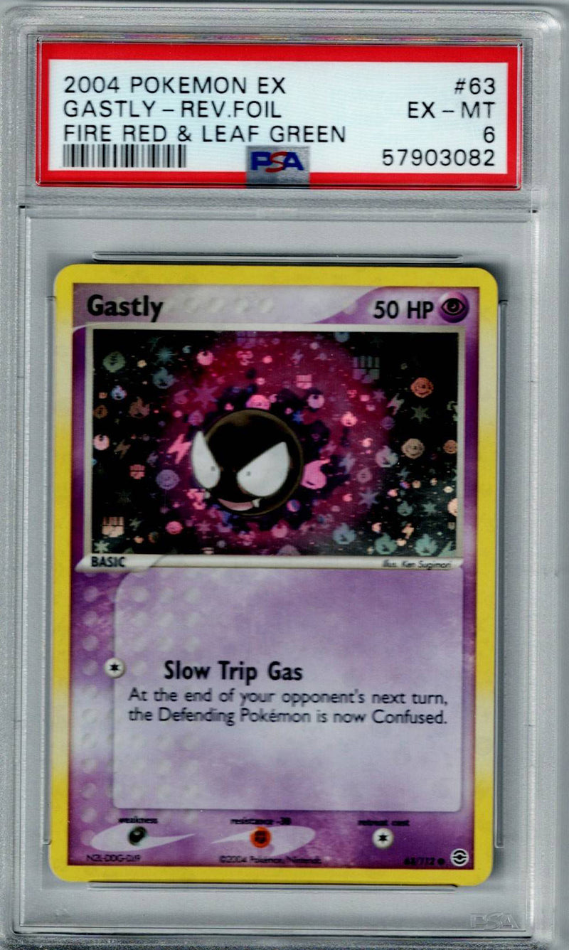 Pokemon Fire Red & Leaf Green Gastly #63 – REV FOIL PSA 6