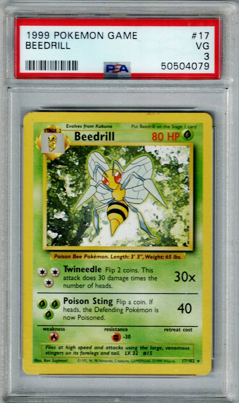 Pokemon Base Set Beedrill #17 PSA 3