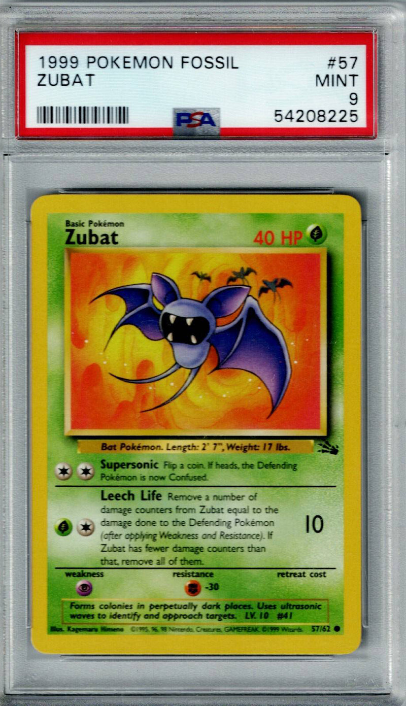 Pokemon Fossil Zubat #57 PSA 9