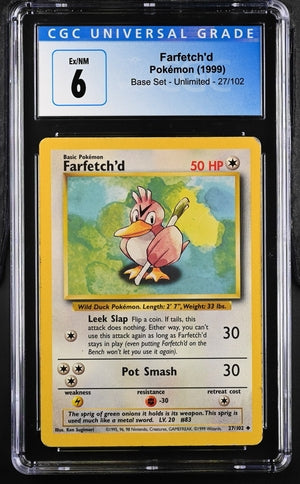 Pokemon Base Set Farfetch'd #27 CGC 6