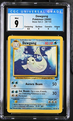 Pokemon Base 2 Dewgong #36 CGC 9