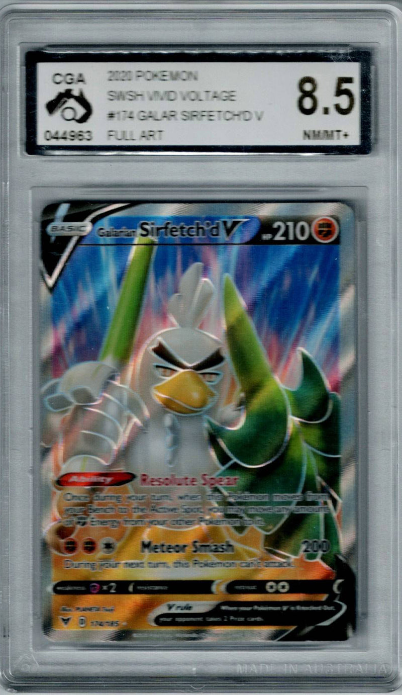 Pokemon Vivid Voltage Galarian Sirfetch's V #174 CGA 8.5