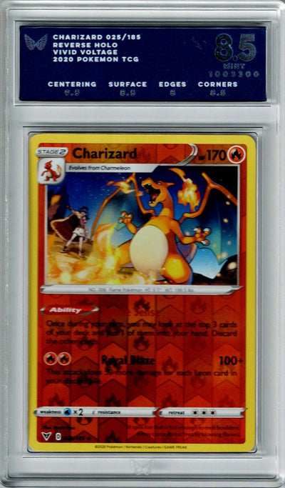 Pokemon Vivid Voltage Charizard #025 – REV FOIL ARK 8.5