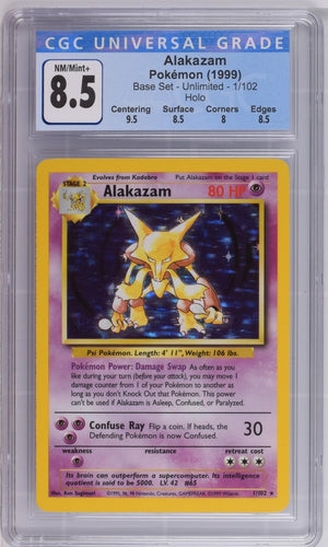 Pokemon Base Set Alakazam #1 PSA 8.5