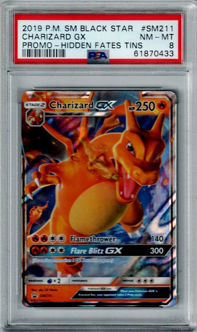 Pokemon Hidden Fates Charizard GX #SM211 PSA 8