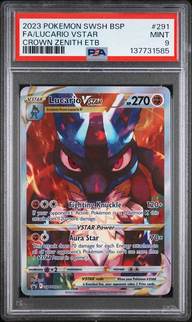 Pokemon Crown Zenith Lucario VSTAR #291 PSA 9