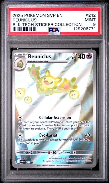 Pokemon Black Bolt Reuniclus #212 PSA 9
