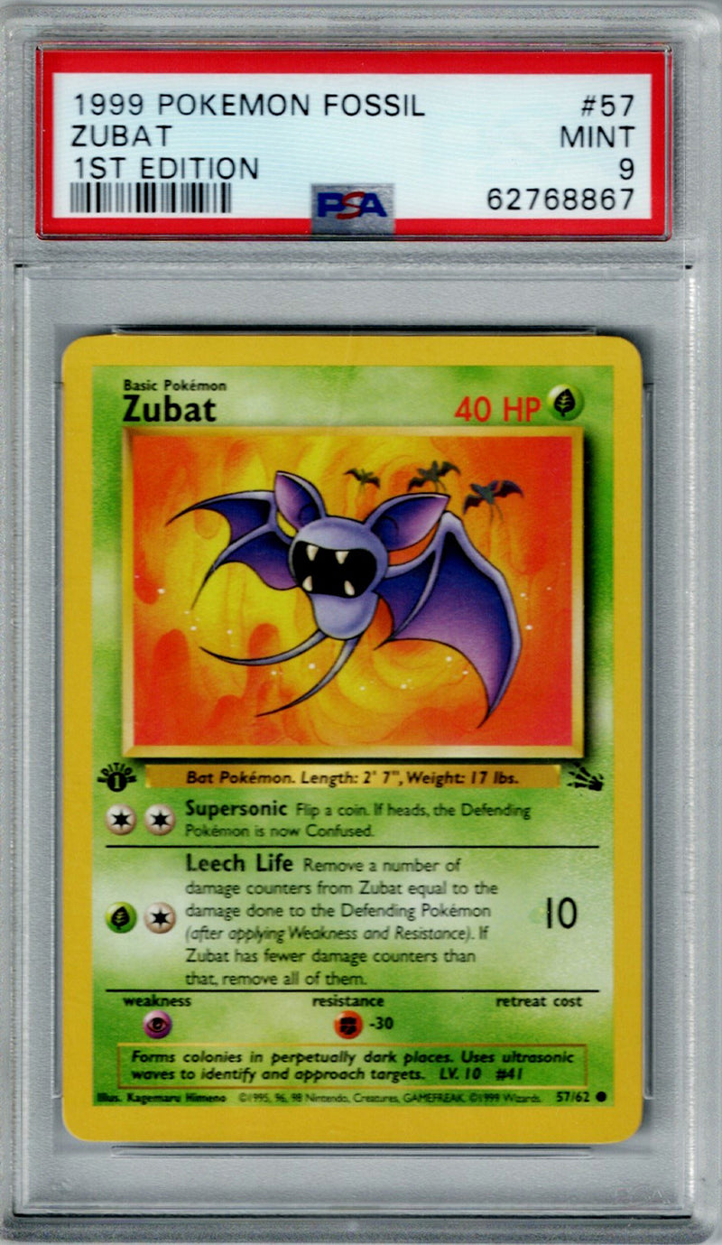 Pokemon Fossil Zubat #57 PSA 9