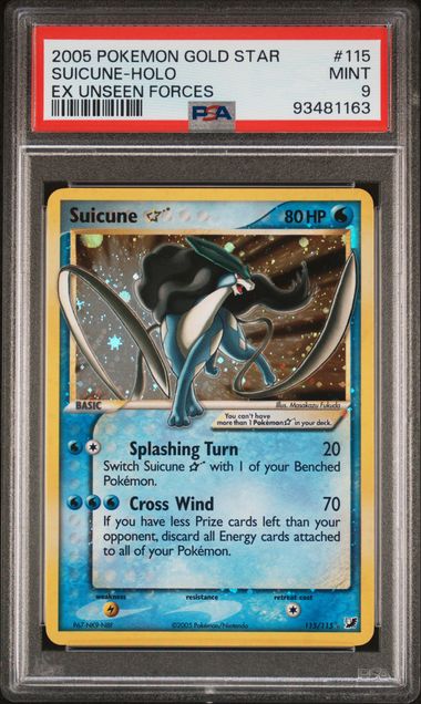 Pokemon EX Unseen Forces Suicune #115 – Gold Star Holo PSA 9