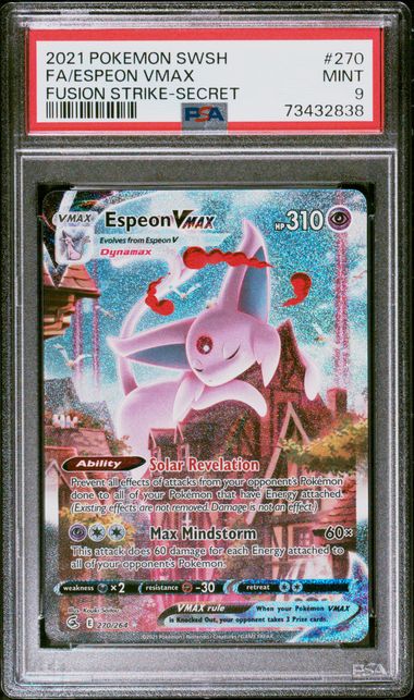 Pokemon Fusion Strike - Secret Espeon VMAX #270 PSA 9