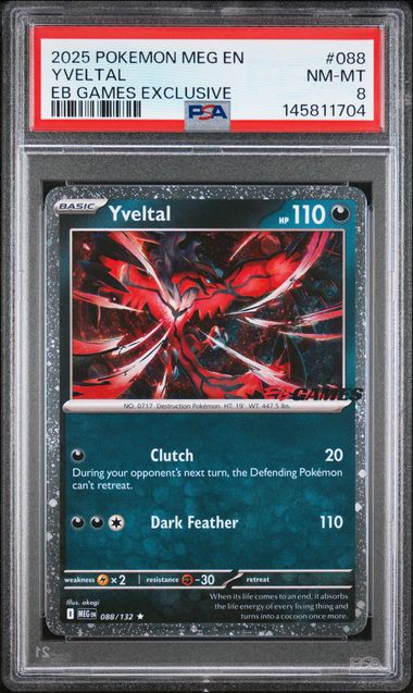 Pokemon Mega Evolution Yveltal #088 – EB Games Stamped PSA 8