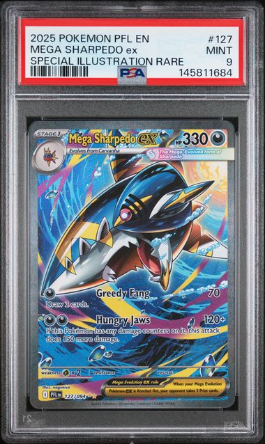 Pokemon Phantasmal Flames Mega Sharpedo ex #127 PSA 9