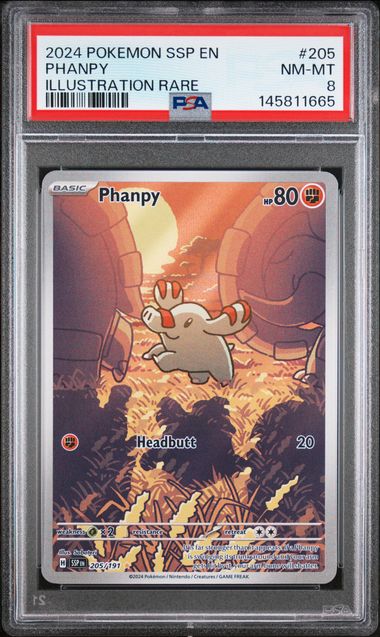 Pokemon Surging Sparks Phanpy #205 PSA 8