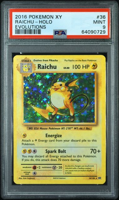 Pokemon XY Evolutions Raichu #36 – Holo PSA 9