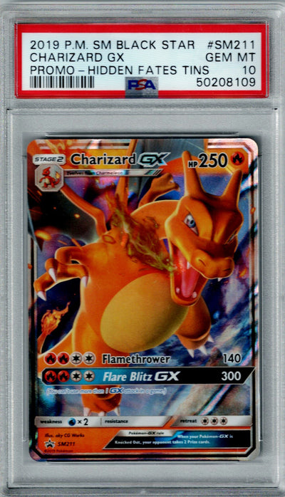 Pokemon Hidden Fates Charizard GX #SM211 PSA 10