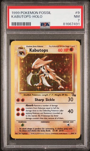 Pokemon Fossil Kabutops #9 – Holo PSA 7