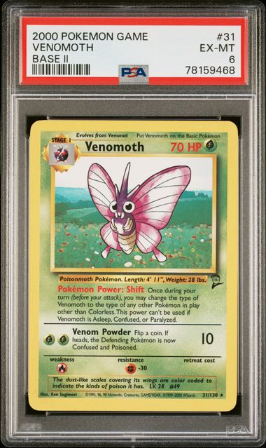 Pokemon Base 2 Venomoth #31 PSA 6