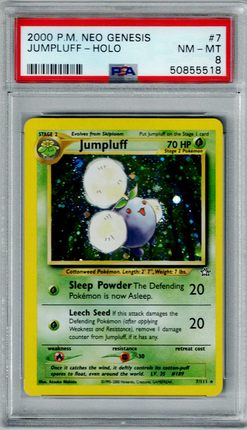 Pokemon Neo Genesis Jumpluff #7 – Holo PSA 8